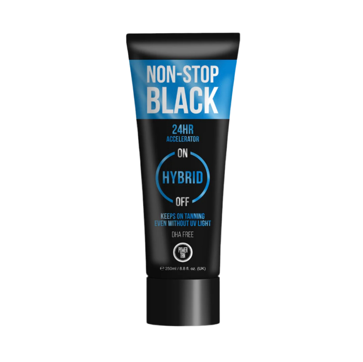 Power Tan Non-Stop Black DHA Free Hybrid UV Sunbed Tanning Accelerator Lotion 250ml